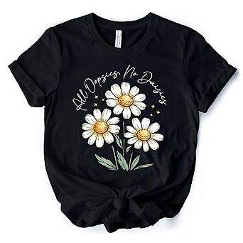 All Oopsies No Daisies T-Shirt, Funny Floral Natural and Black Tee for Quirky and Cottage Vibes
