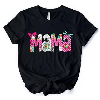 Preppy Pink Mama Coquette T-Shirt, Retro White and Black Tee for Trendy and Stylish Moms
