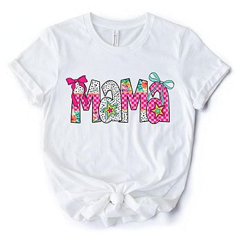 Preppy Pink Mama Coquette T-Shirt, Retro White and Black Tee for Trendy and Stylish Moms