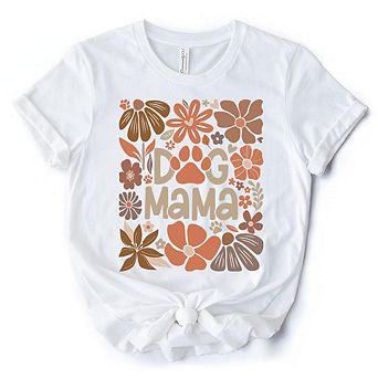 Dog Mama Boho Floral T-Shirt, White and Black Tee for Proud and Stylish Pet Lovers