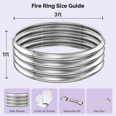 Round Galvanized Fire Pit Ring Foldable for Outdoor Use