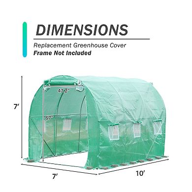 Aoodor Greenhouse Replacement Cover Large Walk in Tunnel For Outdoor Plant (Frame NOT Included)