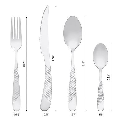 24Pcs Silverware Set, Stainless Steel Flatware with Knife, Spoons and Forks Set Serving Utensils Set