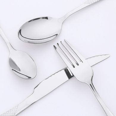 24Pcs Silverware Set, Stainless Steel Flatware with Knife, Spoons and Forks Set Serving Utensils Set