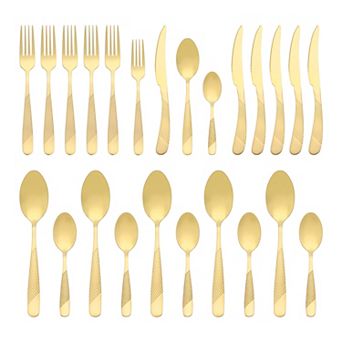 4 pc Stainless Steel Flatware Set, Mirror Polished Cutlery Set with Knife, Serving Utensils Set