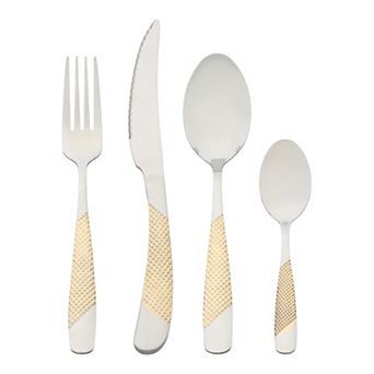 4 pc Stainless Steel Flatware Set, Mirror Polished Cutlery Set with Knife, Serving Utensils Set