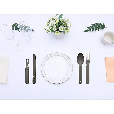 4Pcs Stainless Steel Flatware with Spoons and Forks Set, Cutlery Set, Kitchen Serving Utensils Set