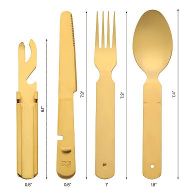 4Pcs Stainless Steel Flatware with Spoons and Forks Set, Cutlery Set, Kitchen Serving Utensils Set