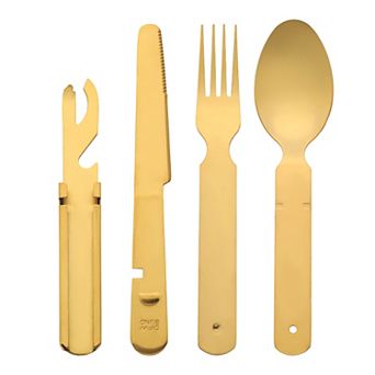 4 pc Stainless Steel Flatware with Spoons and Forks Set, Cutlery Set, Kitchen Serving Utensils Set