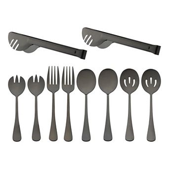 10 pc Silverware Set, Stainless Steel Flatware Cutlery Set w Spoons and Forks, Serving Utensils Set