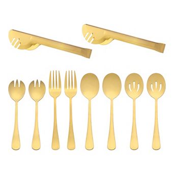 10 pc Silverware Set, Stainless Steel Flatware Cutlery Set w Spoons and Forks, Serving Utensils Set