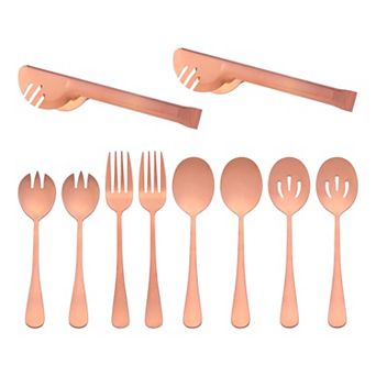 10 pc Silverware Set, Stainless Steel Flatware Cutlery Set w Spoons and Forks, Serving Utensils Set