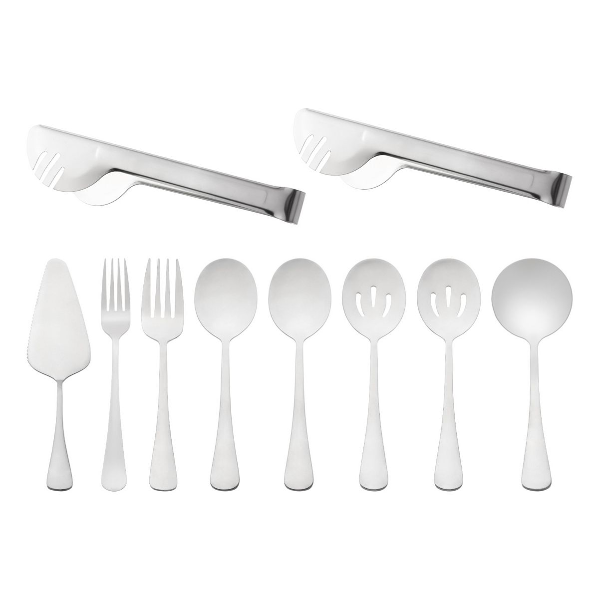 10Pcs Silverware Set, Stainless Steel Flatware with Spoons, Kitchen Cutlery Set Serving Utensils Set - Silver