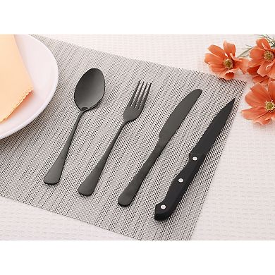 24Pcs Stainless Steel Flatware Set with Knife, Serving Utensil Mirror Polished Cutlery Tableware Set
