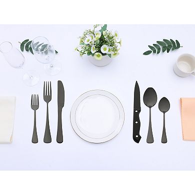 24Pcs Stainless Steel Flatware Set with Knife, Serving Utensil Mirror Polished Cutlery Tableware Set