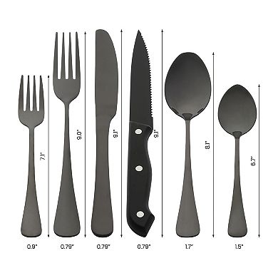 24Pcs Stainless Steel Flatware Set with Knife, Serving Utensil Mirror Polished Cutlery Tableware Set