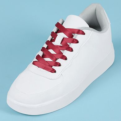 Unisex Flat Ribbon Shoe Laces Solid Color Satin Silk Shoelaces for Sneakers Boot 2 Pairs 47.2"
