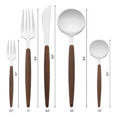 5Pcs Silverware Set, Stainless Steel Flatware with Knife, Spoons and Forks Set, Serving Utensils Set