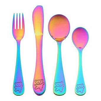 4 pc Flatware Set, Stainless Steel Silverware with Knife, Mirror Polished Cutlery Set for Kitchen