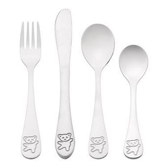 4 pc Flatware Set, Stainless Steel Silverware with Knife, Mirror Polished Cutlery Set for Kitchen
