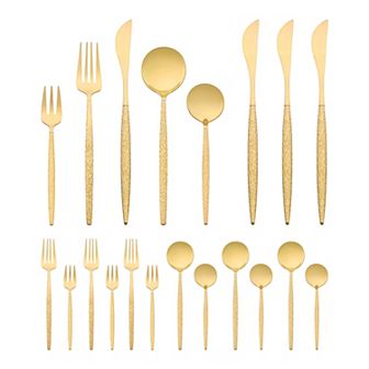 20 pc Silverware Set, Stainless Steel Flatware with Knife, Spoons and Forks Set Serving Utensils Set