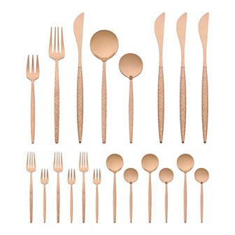 20 pc Silverware Set, Stainless Steel Flatware with Knife, Spoons and Forks Set Serving Utensils Set