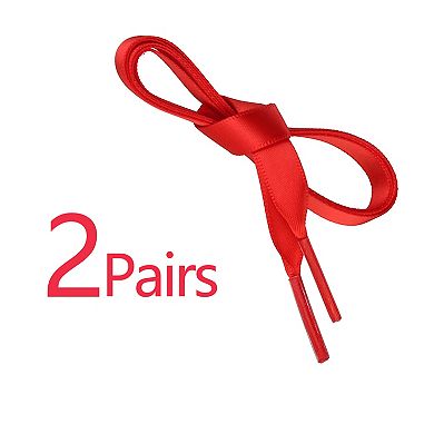 Unisex Flat Ribbon Shoe Laces Solid Color Satin Silk Shoelaces for Sneakers Boot 2 Pairs 51.2"