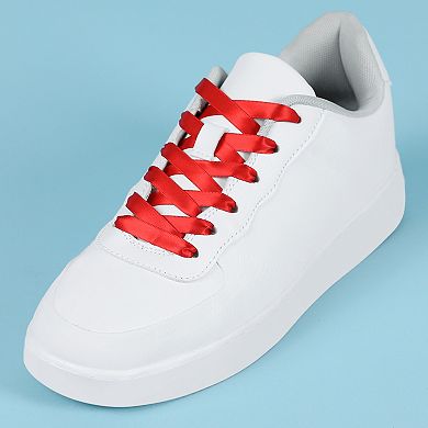 Unisex Flat Ribbon Shoe Laces Solid Color Satin Silk Shoelaces for Sneakers Boot 2 Pairs 51.2"