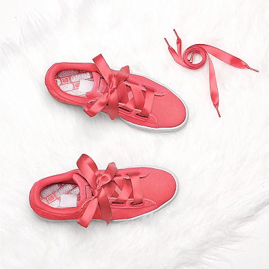 Unisex Solid Color Wide Satin Ribbon Shoelaces for Sneakers 2 Pairs 19.69"