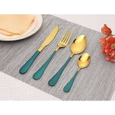 4Pcs Flatware Set, Stainless Steel Silverware with Knife, Cutlery Set, Kitchen Serving Utensils Set
