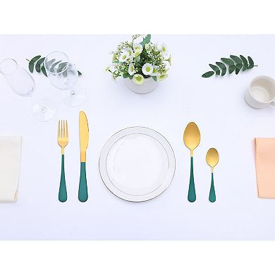 4Pcs Flatware Set, Stainless Steel Silverware with Knife, Cutlery Set, Kitchen Serving Utensils Set