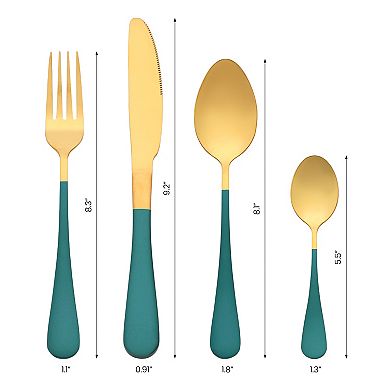 4Pcs Flatware Set, Stainless Steel Silverware with Knife, Cutlery Set, Kitchen Serving Utensils Set