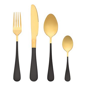 4 pc Flatware Set, Stainless Steel Silverware with Knife, Cutlery Set, Kitchen Serving Utensils Set