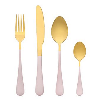 4 pc Flatware Set, Stainless Steel Silverware with Knife, Cutlery Set, Kitchen Serving Utensils Set