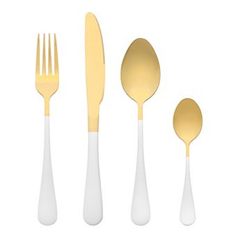 4 pc Flatware Set, Stainless Steel Silverware with Knife, Cutlery Set, Kitchen Serving Utensils Set