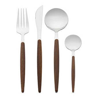 4 pc Flatware Set, Stainless Steel Kitchen Cutlery Set with Spoons and Forks, Serving Utensils Set