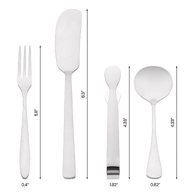 16 Pieces Silverware Set, Stainless Steel Flatware with Spoons and Forks Set, Serving Utensils Set