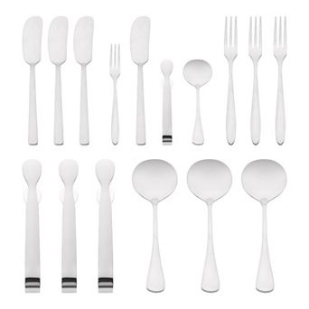 16 pc Silverware Set, Stainless Steel Flatware with Spoons and Forks Set, Serving Utensils Set