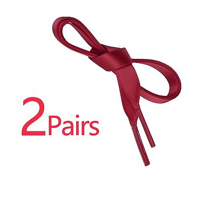 Unisex Flat Ribbon Shoe Laces Solid Color Satin Silk Shoelaces for Sneakers Boot 2 Pairs 35.4"