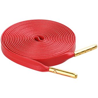Unisex Faux Leather Solid Color with Metal Tippings Flat Shoe Laces for Sneakers Boots 2 Pairs 63"