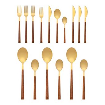 16 pc Silverware Set, Stainless Steel Flatware with Knife and Forks, Kitchen Serving Utensils Set