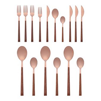 16 pc Silverware Set, Stainless Steel Flatware with Knife and Forks, Kitchen Serving Utensils Set