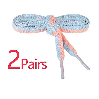 Flat 2 Color Blocks Athletic Tennis Shoelaces for Sneakers 2 Pairs 47.24"