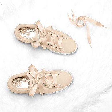 Unisex Solid Color Wide Satin Ribbon Shoelaces for Sneakers 2 Pairs 23.62"