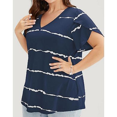 Women Short Sleeve Tshirts Plus Size Shirts V Neck Loose Casual Basic Tops