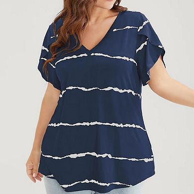 Women Short Sleeve Tshirts Plus Size Shirts V Neck Loose Casual Basic Tops