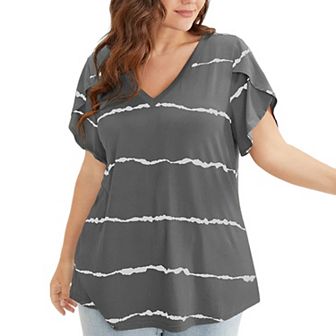 Women Short Sleeve Tshirts Plus Size Shirts V Neck Loose Casual Basic Tops