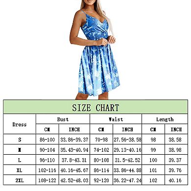 Women's Summer Dresses Spring Floral V Neck Adjustable Spaghetti Beach Flowy Wrap Dress