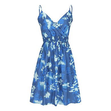 Women's Summer Dresses Spring Floral V Neck Adjustable Spaghetti Beach Flowy Wrap Dress