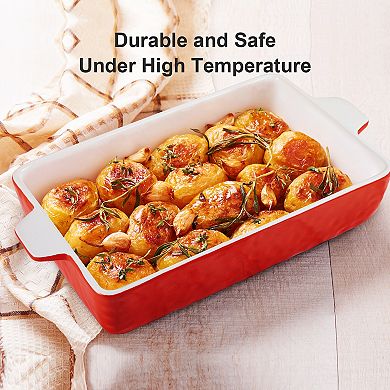 Baking Dishes Set of 3, Ceramic Bakeware Set with Handles, for Oven and Microwave